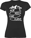 Sport Wandern Football & Co. - Nur noch eine Kurve - weiß - L - Schwarz - Kurzarm - L191 - Tailliertes Tshirt für Damen und Frauen T-Shirt