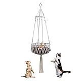 Jimtuze Wandmontiertes Katzen-Hängemattenbett | Handgewebtes Makramee-Katzenhängemattenbett Katzennest - Katzenschaukel-Hängematten für drinnen und draußen, Katze, Kätzchen, Schlafen, Klettern
