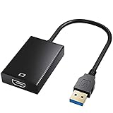 QiKun-Home Fernseher Same Frequency Projection Schwarz USB 3.0 auf HDMI-kompatibles Laufwerk Kostenloser Audio- und Videoadapterkonverter schwarz