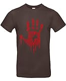 Smilo & Bron Herren T-Shirt mit Motiv Hand of Zombies Bedruckt Braun Brown XXL