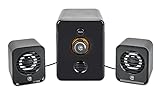 Manhattan Bluetooth® RGB LED 2.1 Desktop USB-Lautsprechersystem mit Subwoofer, 3,5 mm & Cinch-Eingänge, PC/PS4/Xbox/TV/Smartphone/Tablet - schwarz