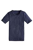 con-ta Kinder Kurzarm Shirt Thermo, wärmendes T-Shirt mit natürlicher Baumwolle, Thermounterwäsche, Kinderbekleidung, Marine, Größe: 140