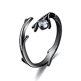 Ring Damen 925 Sterling Silber Verstellbare Öffnung Wald Vintage Ring Mondstein Ehering für Liebhaber Elegante Accessoires Geschenkset
