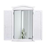 Mendler Wandspiegel Badspiegel Badezimmer Spiegelfenster mit Fensterläden, 71x46x5cm - Shabby weiß
