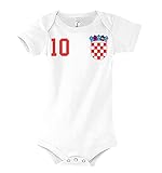 Kinder Baby Strampler Shirt Kroatien mit Wunschname + Nummer - Weis 3-6 Monate