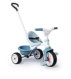 Smoby 740331 - Be Move blau - Kinderdreirad mit Schubstange, Sitz mit Sicherheitsgurt, Metallrahmen, Pedal-Freilauf, für Kinder ab 15 Monaten