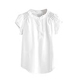 TWIFER Sommer Damen T Shirt Fester O-Ansatz Höhlen Heraus Tee Shirt Kurze Schmetterlings-Hülsen-Beiläufige Oberseiten-Bluse Aus
