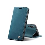 Chocoyi Kompatibel mit Huawei P20 Hülle Leder,Magnetverschluss Premium PU Leder Flip Case,Standfunktion.-Blau