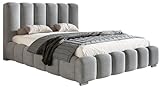 Emporius Polsterbett 160x200cm Pearl - Doppelbett mit Bettkasten, Schlafzimmerbett, Hersteller Möbel, Schlafzimmer - Velvet (Hellgrau - Amor Velvet 4318)