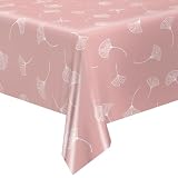 QPC Direct PVC-Tischdecke mit Löwenzahn-Leinen-Effekt, Vinyl-Tischdecke (Blush Pink, 140 x 200 cm, rechteckig)