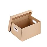 ZXPPL Büromappen-Aufbewahrungsbox, Aufbewahrungsbox mit Deckel, strapazierfähige doppellagige Tapetenplatte, Mobile-Box mit Griff, Mobile-Karton, braun