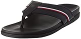 Tommy Hilfiger Herren Zehentrenner Sandalen Leather Toe Post Sandal aus Leder, Schwarz (Black), 43 EU