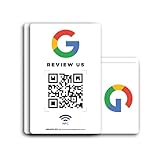 MESSAGENES | PVC-Karte Bewertung auf Google QR-Code und NFC | Google Bewertung Aufsteller | 1 Einheit | Schilder Bewertung NFC und QR Code | Google Review Card NFC | Google Bewertung