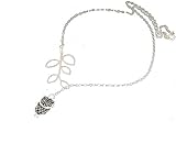 Dorical Damen 925 Silver Halskette/Frauen Eule Quaste mit Blättern Mother's Day gift/Mädchen Halskette Anhänger Jewelry Schön accessory Sale(Silber)