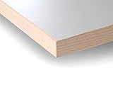 Modulor Holz Tischplatte in 2,5 x 90 x 200 cm mit Kern aus Spanplatte, Platte für Arbeitstisch, mit Buche-Umleimer und Laminatbeschichtung, grau geperlt