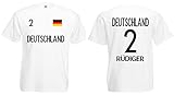 Deutschland Rüdiger Herren T-Shirt EM 2020 Trikot Look Style Shirt Weiß M