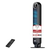 Dreo 20dB Leiser Turmventilator, 10 m Wurfweite 4 Geschwindigstufen 4 Modi 8 Std. Timer 90° oszillierende Ventilator mit Kühlung Fernbedienung für Schlafzimmer, Nomad One, Schw