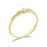Bishilin Gold Ringe Frauen 750 18K Echtgold, Ringe Verlobung Flügel mit Moissanit Hochzeit Ringe Damen Eheringe Nickelfrei Gr.54 (17.2)