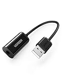 UGREEN Externe USB Soundkarte TRRS Audio Adapter Kabel mit 3,5mm Klinke-Buchse Stereo Sound Card Weiß (Black)