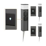 ledscom.de 3 Stück Pollerleuchte PODEL mit Erdspieß für außen, Smart Home, 39cm, anthrazit, 2 Steckdosen, inkl. G9 Leuchtmittel, 596lm, weiß