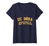Damen UC Boba - Boba Milk Tea, Bubble Tea, Tapioca, Asiatisch Amerikanisch T-Shirt mit V-Ausschnitt