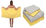 Betz 5 TLG. Handtuch Set Single Pack 100% Baumwolle 1 Duschtuch 2 Handtücher 2 Waschhandschuhe gelb - Silbergrau