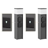 ledscom.de 2 Stück Pollerleuchte PODEL für außen, Smart Home, 39cm, anthrazit, 2 Steckdosen, inkl. G9 Leuchtmittel, 596lm, weiß