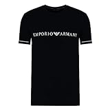 Emporio Armani Herren Emporio Armani Men's Crew Neck T-shirt Underlined Logo T Shirt, Schwarz, L EU