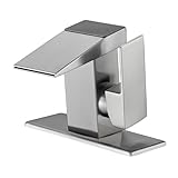 Wasserhahn, Wasserfall-LED-Badezimmerarmatur, mattschwarz, for Toilette, Waschtisch, Einloch-Einhebelmischer, moderner Waschtischmischer, Langlebige Haltbarkeit(Nickel With Hose)