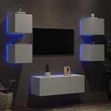 NQJIBUE Home Garden, 6-teilige TV-Wohnwand mit LED, Holz, Weiß