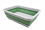 SAMMART 7L zusammenklappbare Wanne – Faltbare Geschirrwanne – tragbares Waschbecken – platzsparende Kunststoff-Waschwanne (Grau/Dunkles Meergrün, 1)