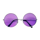 Widmann 68619 - Brille 70er Jahre, mit violetten Gläsern, Hippiebrille, Schlager, Karneval, Mottoparty