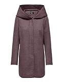 ONLY Damen ONLSEDONA Light Coat OTW NOOS Mantel mit großer Kapuze und Reißverschluss, Braun (Rose Brown BLACK/ROSE SMOKE), 3XL