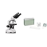 Bresser Durchlicht Mikroskop Researcher Bino 40x-1000x Vergrößerung für gehobene Ansprüche, mit LED Beleuchtung & Mikroskop Objektträger/Deckgläser (50x/100x) mit geschliffenen Kanten zur Erstellung