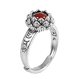 S925 Silber Ringe Intarsien Roter Achat Acht Blütenblatt Lotus, Vintage Viel Glück Schmuck Ring für Frauen