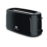 iQ Smart Toaster ST-603 - Professioneller Langschlitztoaster 1400w -6 Bräunungsstufen und Abbruchfunktion -für 4 Scheiben Brot, englische Muffins, Bagels - Krümelfach für einfache Reinigung - Schwarz