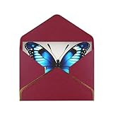 SSIMOO Universalkarten mit blauem Schmetterling - ideal für Hochzeiten und Danksagungen - aus hochwertigem Perlpapier