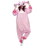 ZKomoL Pyjamas Onesies Cosplay Erwachsene Unisex Tiere Halloween Kostüm Kleid Loungewear, Tigermuster, Medium… (Rosa Stich, XL)