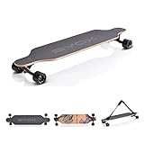 Byox Kinder Skateboard Longboard 41 Zoll, PU Rollen, ABEC-11, Gurt, bis 100 kg, Farbe:schwarz