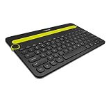 Logitech K480 kabellose Multi-Device Bluetooth-Tastatur für Windows, macOS, iPadOS, Android oder Chrome OS, PC, Mac, Laptop, Smartphone, Tablet, Russisches QWERTY-Layout - schwarz [Bulk]