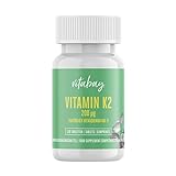 Vitabay Vitamin K2 200 mcg • 120 vegane Tabletten • Vit K2 MK-7 (Menaquinon-7) All-trans Form • Hochdosiert • Natürliche Zutaten • Bioverfügbar • Made in Germany