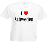 Damen T-Shirt I Love Schweden Größe 2XL Farbe Weiss Druck Schwarz