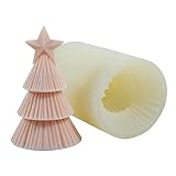 3D-Baumform - Handgefertigte Kerzenherstellungsform - Handgemachte Weihnachts-Kiefernbaum-Kerzenherstellungsform, Stern, dekorative Baumform für Fondant-Kuchen, Aromatherapie-Kerze, Pologmase