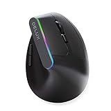 DELUX Ergonomische Maus, kabellose, leise vertikale Maus mit USB-Empfänger, 6 Tasten und 1600DPI, Ergo 57-Grad-Design, reduziert Hand- und Handgelenkdruck für PC, Laptop und Computer (M618C-schwarz)