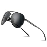 SUMGAIT Sonnenbrille Herren Polarisierte Pilotenbrille Herren Metallrahmen UV400-schutz (Gunmetal Rahmen/Graue Linse)