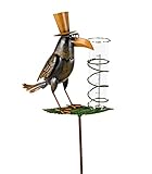 DanDiBo Regenmesser aus Metall mit Erdspieß 140 cm Vogel 585950 Niederschlagsmesser wetterfest Gartendeko Gartenstecker Bodenstecker
