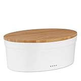 Kela Brotkasten mit Lüftungslöcher, Brotbox Keramik, SALENA, Brottopf, weiß, 36,5 x 23,5 x 14