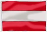 aricona Österreich Flagge - Fahne Österreich 90x150 cm mit Messing-Ösen - Wetterfeste Fahne für Fahnenmast - 100% Polyester