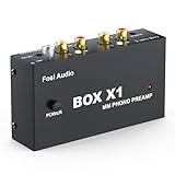 Fosi Audio Box X1 Phono Vorverstärker für MM Plattenspieler Mini Stereo Audio HiFi Phonograph/Plattenspieler-Vorverstärker mit 3,5mm Kopfhörer und RCA-Ausgang mit 12-V Netzteil