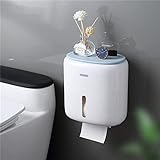 BDRPZX wasserdichte Wandhalterung Toilettenpapierhalter Regal Toilettenpapier Tablett Rolle Papier Tube Aufbewahrungsbox Kreative Traytissue Box Home (Farbe: Blau, Größe: l)